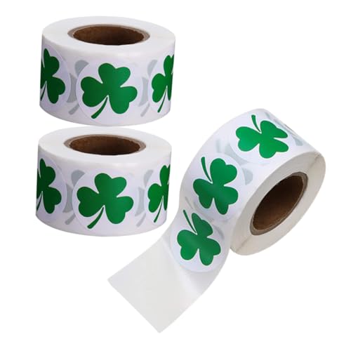 VILLFUL 3 Rollen Patrick's Day Aufkleber Selbstklebende Shamrock Etiketten Lehrer Belohnungsaufkleber Party Dekorationen und Bastelprojekte von VILLFUL