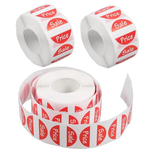 VILLFUL 3 Rollen Selbstklebende Etiketten Aufkleber, Papier Aufkleber Für Kleine Unternehmen, Verkaufsaufkleber, Preisaufkleber Für Kleine Unternehmen, Verkaufsaufkleber, von VILLFUL