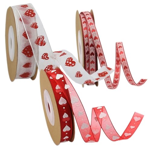 VILLFUL 3 Rollen Valentinstag Geschenkband mit Herzmuster Hochwertiges Vielseitig für Geschenkverpackung Blumenarrangements DIY Backen und Partydeko Farbintensiv und Langlebig VILLFUL 3 Rollen Valentinstag Geschenkband mit Herzmuster Hochwertiges Vielseitig für Geschenkverpackung Blumenarrangements DIY Backen und Partydeko Farbintensiv und Langlebig von VILLFUL
