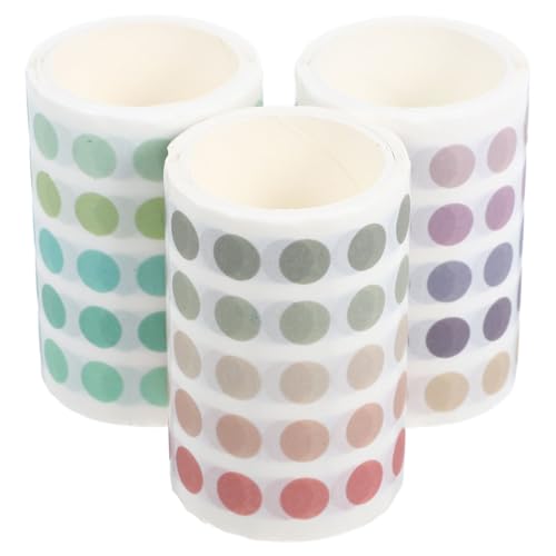 VILLFUL 3 Rollen Washi Tape Aufkleber Runde Pastellpunkte für Journale Notizbücher und Scrapbooking Vanille Minze Vielseitige Deko Sticker ohne Rückstände von VILLFUL