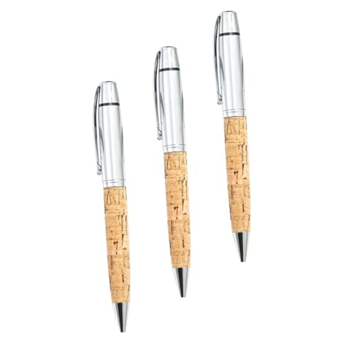 VILLFUL 3 Stück Kugelschreiber Mit Holzmaserungsimitat, Ergonomischer Druckstift, Kugelschreiber, Feine Spitze, Multifunktionsstift, Druckschreibstift, Kugelschreiber, Klickstift, von VILLFUL