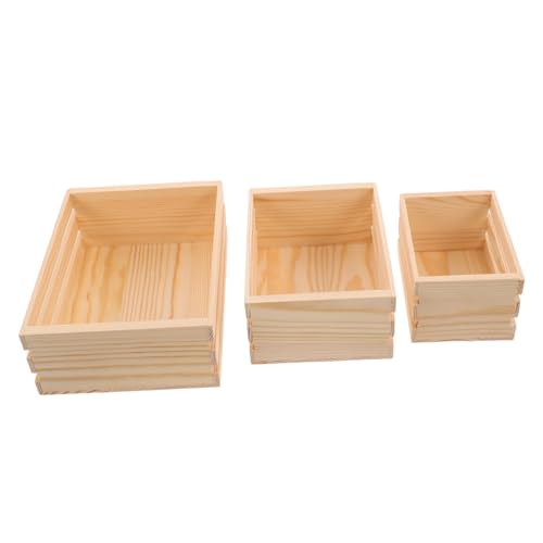 VILLFUL 3 Stück Mini -Holzrahmenmodell rustikale Hochzeitsdekoration rustikale Nistkisten Lagerkisten für Bauernhäuser Display-Organizer aus Holz dekorative Holzkisten Holzbehälter Beige von VILLFUL