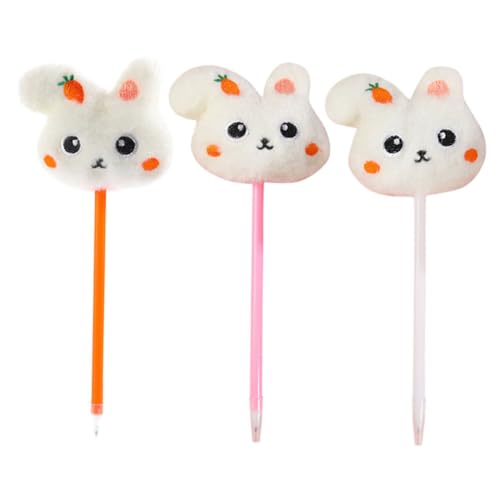 VILLFUL 3 Stück Plüsch Rabbit Kugelschreiber Niedliche Schreibstifte für Schüler und Büro Kawaii Schreibwaren Bunten Farben Ergonomisch und Langlebig für Angenehmes Schreiberlebnis von VILLFUL