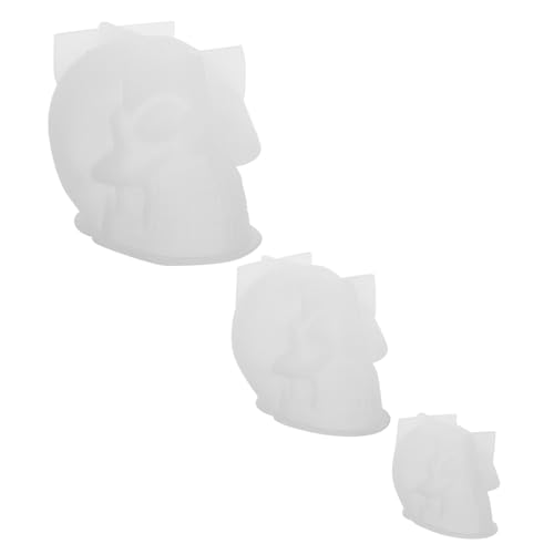 VILLFUL 3 Stück Schädelform Kerzenwachsformen Formen aus Epoxidharz Halloween -Wachsformen Halloween Wohnkultur Silikonformschädel 3D Seifenformen Totenkopf-Kerzenformen Kieselgel Weiß von VILLFUL