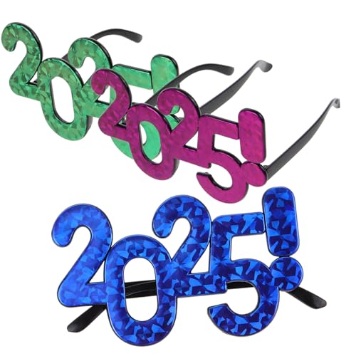 VILLFUL 3 Stück Silvester Partybrille aus Robustem Kunststoff Leichte Bunte Scherzbrillen als Foto Requisiten und Kostümaccessoires für Erwachsene für Neujahrsfeier und Mitbringsel VILLFUL 3 Stück Silvester Partybrille aus Robustem Kunststoff Leichte Bunte Scherzbrillen als Foto Requisiten und Kostümaccessoires für Erwachsene für Neujahrsfeier und Mitbringsel von VILLFUL