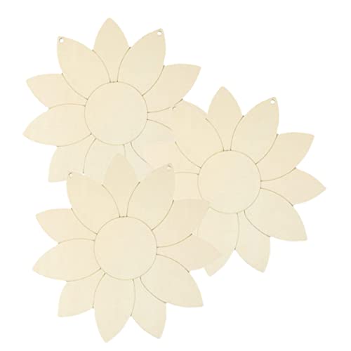 VILLFUL 3 Stück Sonnenblumenchips Graffiti Holzanhänger Holzzeichnung Anhänger Sonnenblumendekorationen Ausschnitte Holzspäne DIY Holzverzierungen Sonnenblumenholzausschnitt Malerei von VILLFUL
