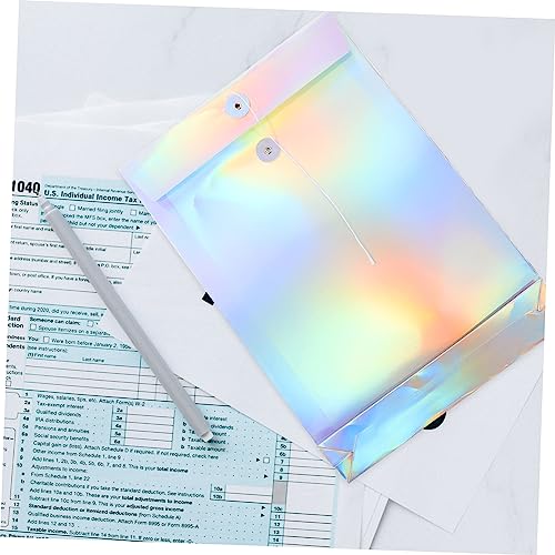 VILLFUL 3 Stück Teiliges Holografisches Dokumententaschen Leichte Strapazierfähige Ordnerhüllen für Effiziente Datei Organisation Vielseitige Aufbewahrungstaschen für Büro und Zuhause von VILLFUL