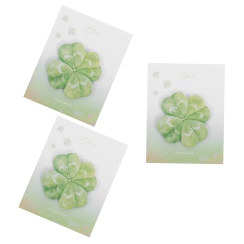 VILLFUL 3 Stück Teiliges Niedlicher Selbstklebender Notizblöcke im Vierblättrigen Kleeblatt Design für Patrick's Day Praktische Haftnotizen für Büro Schule und Frühlingsdekorationen von VILLFUL