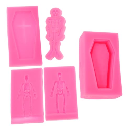 VILLFUL 3 Stück Teiliges Silikon Skelett Schädel Coffin für DIY Epoxidharz Schlüsselanhänger Halloween Schmuckherstellung Bpa-frei Wiederverwendbar Kompakt Reisefreundlich von VILLFUL
