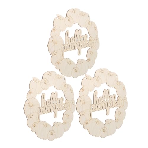 VILLFUL 3 Stück Unlackierte Holzanhänger Kürbis Weihnachtskranz zum Bemalen mit Aufhängeschnur Leichte DIY Holzdeko für Innen und Außen Vielseitige Bastelprojekte Kompatibel mit von VILLFUL