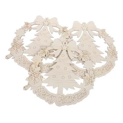 VILLFUL 3 Stück Unlackierte Holzanhänger mit Kordel Natürliche Weihnachtsbaumscheiben zum Bemalen Robuste DIY Holzornamente für Christbaumschmuck und Festliche Dekorationen von VILLFUL