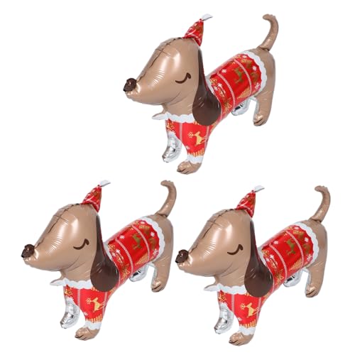 VILLFUL 3 Stück Weihnachtsballons Hund aus Aluminiumfolie Süße Hundemotivballons für Shower Kindergeburtstag und Festliche Weihnachtsdekoration von VILLFUL