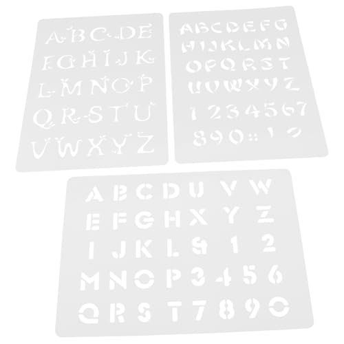 VILLFUL 3 Teilige Malvorlage, Buchstabenschablonen Aus Kunststoff Zum Malen, Buchstabenschablonen Sets, Bastel Malschablonen, Kalligraphie Schablone, Buchstabenschablonen, Kleine von VILLFUL