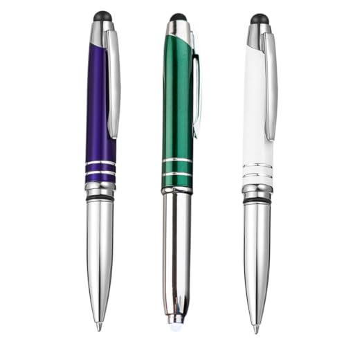 VILLFUL 3 Teiliger Touch Kugelschreiber, LED Metallstifte, Lichtstift, Tragbarer Schreibstift, Stifte Mit Stylus Spitzen, Büro Schreibwaren, Stifte Mit Lichtdruck, Kugelschreiber Für von VILLFUL