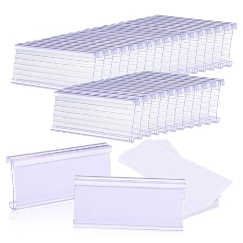 VILLFUL 30 Sätze Regaletikettenhalter für Drahtregale Transparente Preisschild Halter mit Papier Einsätzen für Supermärkte und Einzelhandel für Einfache Aktualisierung von von VILLFUL