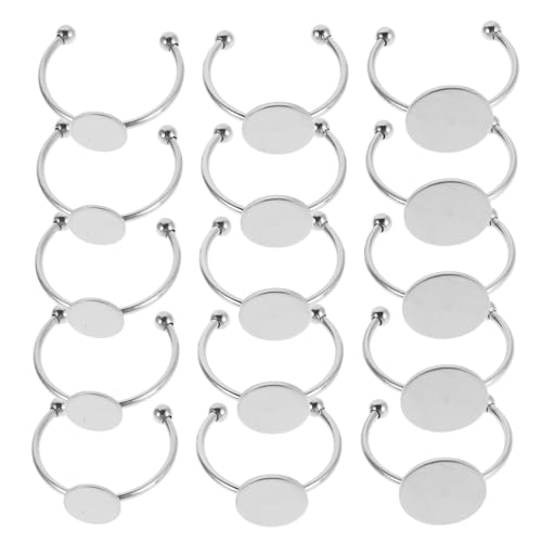 VILLFUL 30 Stück Blanko Ringe für Schmuckherstellung Verstellbare Ringbasis Runde Ringschalen für Diy Cabochon Ringe Langlebige Schmuckzubehör für Kreative Projekte von VILLFUL