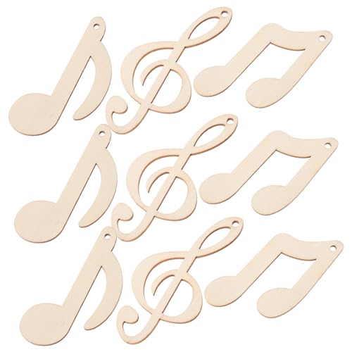 VILLFUL 30 Stück Musiknoten Holzstücke für Diy Bastelprojekte Blanko Holzscheiben für Kreative Dekorationen für Kinderhandwerk und Kreative Ideen von VILLFUL