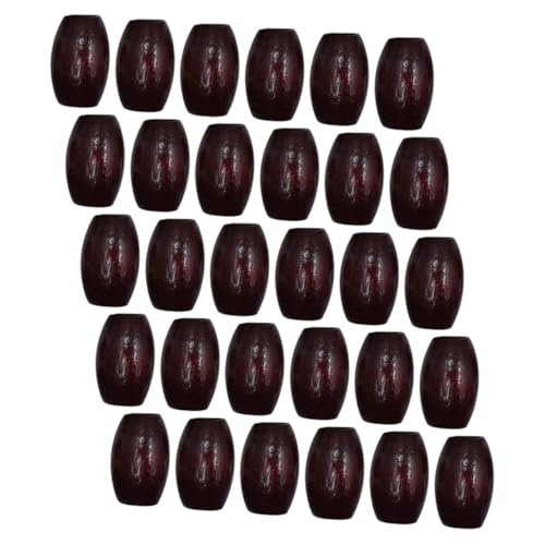 VILLFUL 30 Stück Teiliges Set Ovale Holzperlen Weinrot Große Lochperlen Naturholz Glatte Bastelperlen für DIY Schmuckherstellung Armbänder Halsketten Einfaches Auffädeln Handwerkliche von VILLFUL