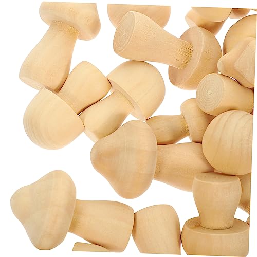 VILLFUL 30 Stück Weiße Keimholzpilze, Blanke Holzpilze, DIY Bastelzubehör, DIY Bastelbedarf, Unfertige Pilzmodelle, Unfertiges Holzornament, Holzhandwerk Für DIY Kinderspielzeug von VILLFUL