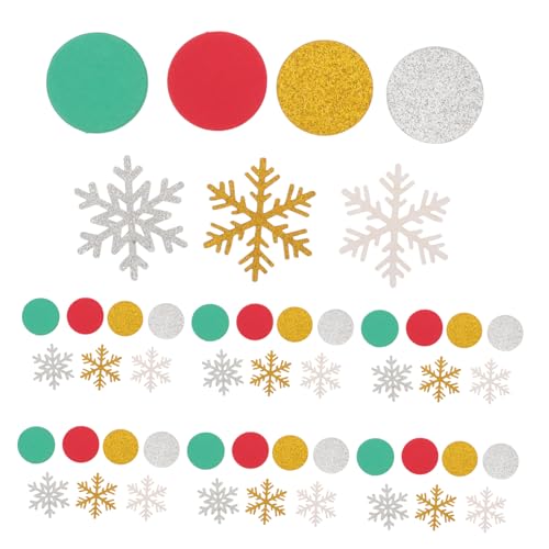 VILLFUL 300 Stück Weihnachts Schneeflocken Konfetti mit Schimmerndem Glitzerfinish Rundes Papierstreudeko in Rot Grün Gold und Silber Leichte Tischdekoration für Festliche Weihnachts und von VILLFUL