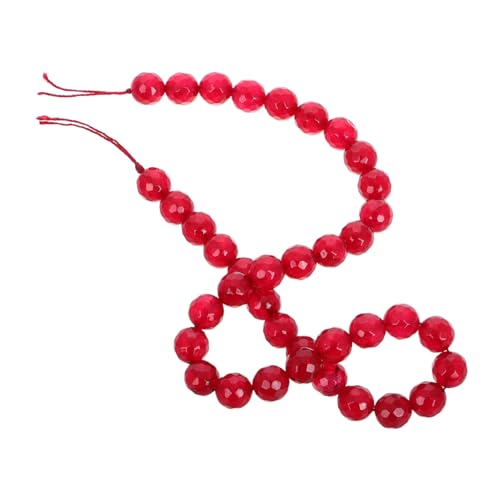 VILLFUL 36 Stück Rote Facettierte Edelsteinperlen für Schmuckherstellung Polierte Chakra Steinperlen Diy Handwerksperlen für Armbänder und für Bastelprojekte und Dekorationen von VILLFUL
