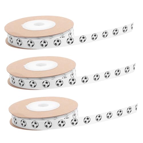 VILLFUL 3Roll Fußball Geschenkband Yards Breites Strapazierfähiges Satinband mit Fußballmuster Wetterfestes Sport-geschenkband für DIY Geschenkverpackung Party Hochzeitsdekoration von VILLFUL