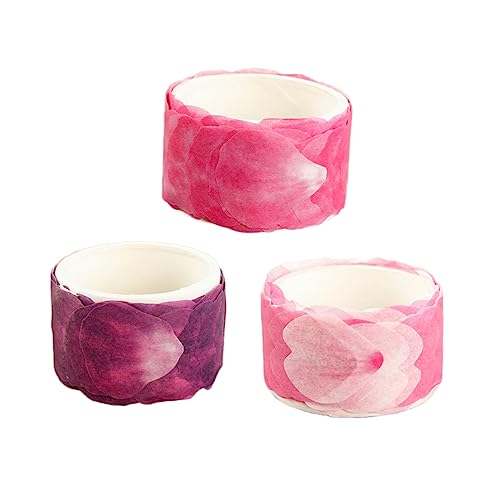 VILLFUL 3Stücke Teiliges Blütenblatt Washi Tape Selbstklebende DIY Sticker für Scrapbooking Tagebücher Weinrot Lila Dekoratives Klebeband für Bastelprojekte von VILLFUL