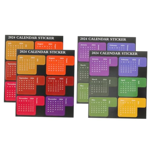 VILLFUL 4 Blätter Bunte Kalenderaufkleber Selbstklebend Notizplaner Sticker Farbige Indexetiketten Praktische Haftnotizen für Büro und Zuhause Multifunktional von VILLFUL