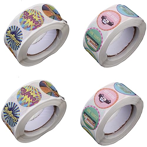 VILLFUL 4 Rollen Belohnungsaufkleber Selbstklebend Mit Schönem Design Geeignet Für Lehrer Schülerpreise Bastelprojekte von VILLFUL