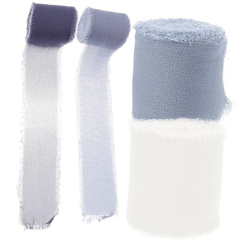 VILLFUL 4 Rollen Chiffon Geschenkband mit Fransen pro Rolle Glänzend Weich Vielseitig für Hochzeitsdeko Geschenkverpackung Party Favor Dekoration in Blau und Weißtönen VILLFUL 4 Rollen Chiffon Geschenkband mit Fransen pro Rolle Glänzend Weich Vielseitig für Hochzeitsdeko Geschenkverpackung Party Favor Dekoration in Blau und Weißtönen von VILLFUL