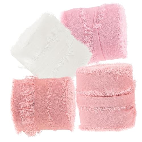 VILLFUL 4 Rollen Chiffon Geschenkband pro Rolle Zarte Hochzeitsschleifen Dekoband in Pastellrosa Farbtönen Vielseitiges DIY Band für Verpackung Brautstrauß und Partydekoration von VILLFUL