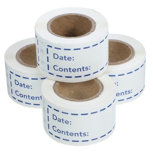 VILLFUL 4 Rollen Lebensmitteletikettenaufkleber, Gefrieretiketten Zum Beschriften Von Flaschen, Lebensmitteletiketten, Multifunktionaler Flaschenaufkleber, Kompaktes Lebensmitteletikett, von VILLFUL