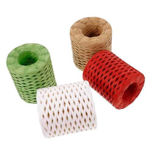 VILLFUL 4 Rollen Papierseil, Gewebter Strohhut, Packpapierschnur, Bast Papierbastelseil, Bast Papierband, Bast Papierbastelband, Bast Papierband, Bast Papierbastelband von VILLFUL