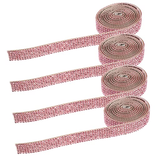 VILLFUL 4 Rollen Selbstklebende Strass Aufkleber, Gürtel, Strass Patch, Brautgürtel Applikation, DIY Bekleidungs Patch, Bekleidungsgürtel Applikation, Hochzeitsaccessoire, Brautschärpen von VILLFUL
