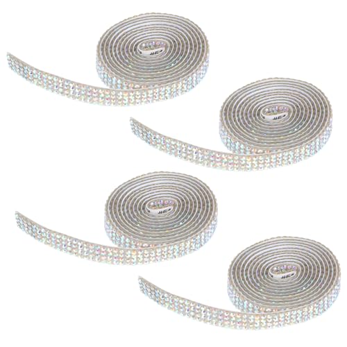 VILLFUL 4 Rollen Selbstklebendes Strassband Breit Glitzerband für Basteln Geschenkverpackung Schmuckdekoration Langlebiges Funkelndes Diy-rhinestone Ribbon von VILLFUL