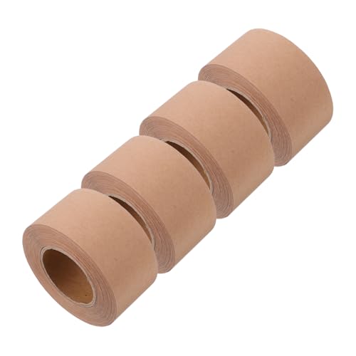 VILLFUL 4 Rollen Wasseraktiviertes Paketklebeband Selbstklebend Beschriftbar Kraftpapier Verpackungsband Verstärkt Biologisch Abbaubar Einfach Zuschneidbar für Versand und von VILLFUL