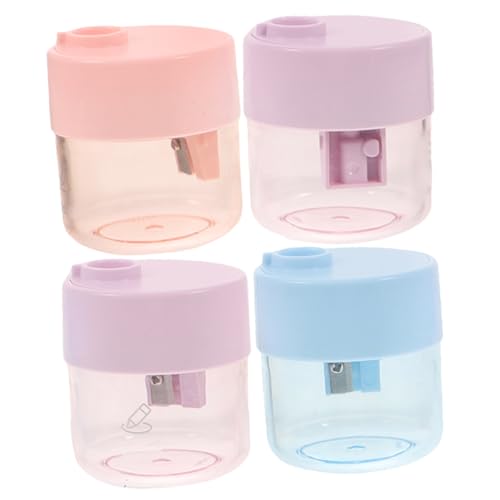 VILLFUL 4 STÜCKE Manuelle Bleistiftspitzer für Transparenter Kompakter Schärfer mit Einfachem Single hole design Langlebig und Robust für Schule und Lernanfänger Zufällige Zufällige Farbe von VILLFUL
