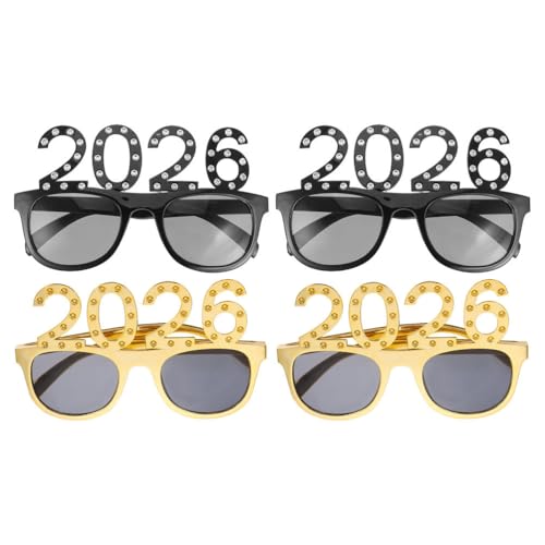VILLFUL 4 Stück „Happy New Year“-Brillen – 2026, Silvester, Glitzer-Zahlenbrille, Urlaub, ausgefallene, lustige Sonnenbrille, Foto-Requisiten, Feier, Partygeschenk VILLFUL 4 Stück „Happy New Year“-Brillen – 2026, Silvester, Glitzer-Zahlenbrille, Urlaub, ausgefallene, lustige Sonnenbrille, Foto-Requisiten, Feier, Partygeschenk von VILLFUL