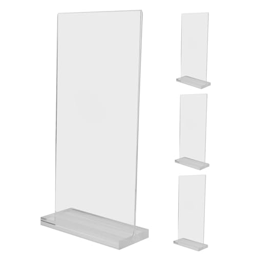VILLFUL 4 Stück Acryl Aufsteller T Förmiger Tischkartenhalter Stabiles Display für Restaurant Büro Hochzeit und Werbung Hochformat und Einfach zu von VILLFUL