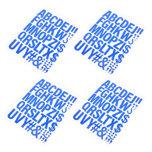 VILLFUL 4 Stück Blaue Bügelbuchstaben für Stoff Diy Vinyl Alphabet Aufkleber für T Shirt Dekoration Vielseitig Einsetzbar für Kleidung Taschen und Hüte von VILLFUL