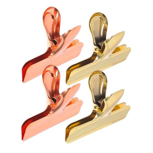 VILLFUL 4 Stück Edelstahl Langer Schwanzclip Brotclip aus Edelstahl Dokumentclips Clips für Tiernahrungsbeutel Snack-Versiegelung Büroklammern Clips Food Bag Clamp Clips Rostfreier Stahl von VILLFUL