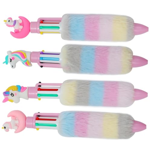 VILLFUL 4 Stück Einhorn Kugelschreiber für Bunte Einziehbare Stifte mit Glitzer für Schule und Kreativität Perfektes für Mädchen und Freunde von VILLFUL