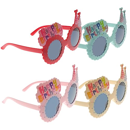 VILLFUL Brillen-Requisiten 4 Stück Geburtstagsbrille Brille Für Kinder Party Lustig Plastik Dekorativer Spiegel Festivalbrille von VILLFUL