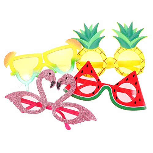 VILLFUL 4 Stück Hawaiian Partybrille Bunte Kunststoff Sonnenbrillen mit Flamingo Ananas Wassermelone und Triangel Foto Requisiten für Kostümpartys und Sommerfestivals VILLFUL 4 Stück Hawaiian Partybrille Bunte Kunststoff Sonnenbrillen mit Flamingo Ananas Wassermelone und Triangel Foto Requisiten für Kostümpartys und Sommerfestivals von VILLFUL