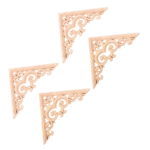 VILLFUL 4 Stück Holzapplikationen, Geschnitzte Holzapplikationen, Geschnitztes Holzdekor, Schrankdekor, Möbelbedarf, Holzapplikationen Für Türen, DIY Material, Geschnitzte Holz Onlays, von VILLFUL