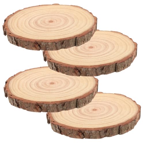 VILLFUL 4 Stück Holzspan Dekoration, Holzscheiben, Unbehandelte Holzkreise, Hochzeitsmittelstücke Für Tische, Rundes Holz, Holzrunden Zum Basteln, Holzbastelbedarf, Holzscheiben, von VILLFUL