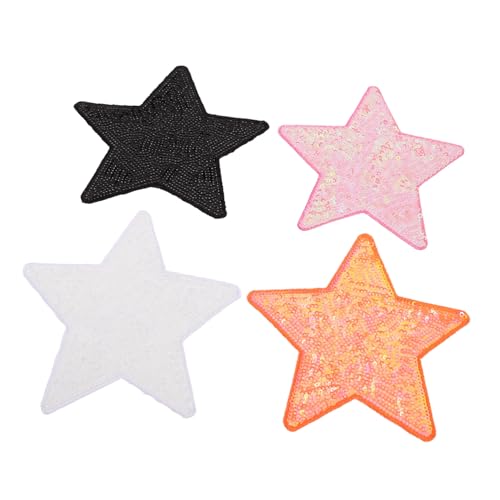 VILLFUL 4 Stück Paillettenstern Patch Pailletten-Flicken zum Aufbügeln Hutflicken zum Aufbügeln Stickflicken aufbügeln Aufbügelflicken für Jacken Pailletten und selbstklebende Rückseite von VILLFUL