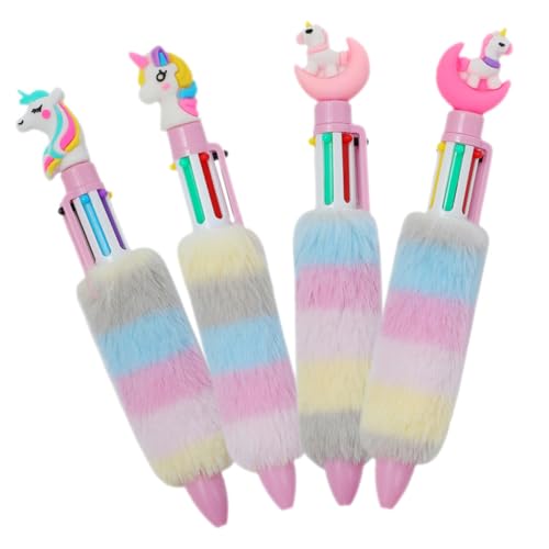 VILLFUL Einhorn-plüsch-kugelschreiber Lustige Schreibwaren Für Kinder Flauschiger Cartoon-stift Farbige Regenbogenstifte von VILLFUL