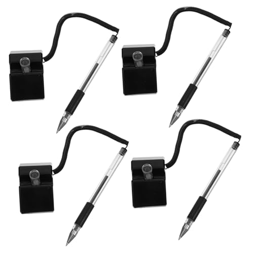 VILLFUL 4 Stück Professionelle Kugelschreiber mit Vertikalem Desktop Ständer Schwarze Signierstifte aus Robustem Ergonomisch für Büro und Geschäftsschreiben von VILLFUL