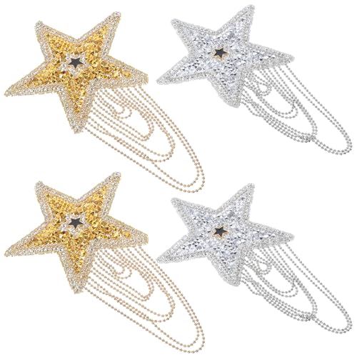 VILLFUL 4 Stück Quasten Strass Patch, Austauschbare Kleidungsflicken, Kleine Hutflicken, Kleine Mantelflicken, Multifunktionale Kleidungsflicken, Bügelflicken, Empfindliche von VILLFUL